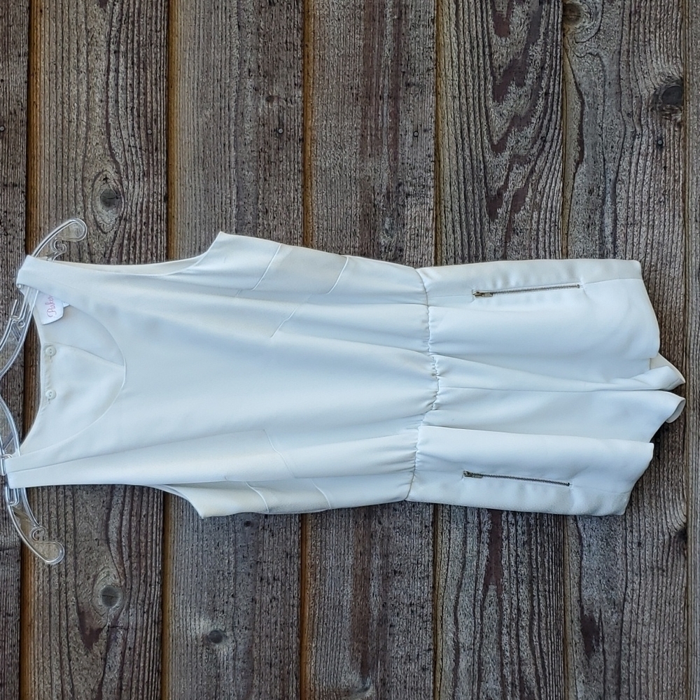 Parker Satin trimmed romper Small Icy white zippered pockets in front